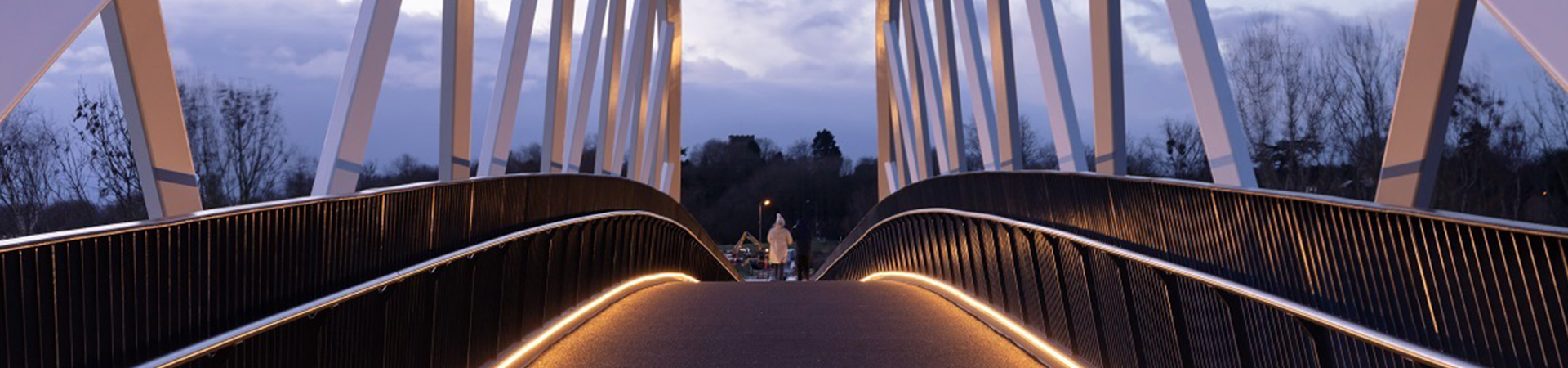 Bridge at night made from steel